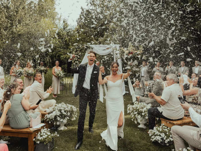 Confetti cannons were a great addition to this Canadian wedding.