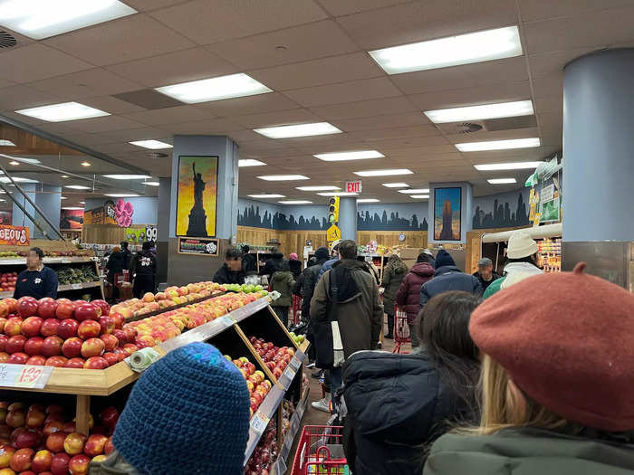 The lines at the New York location stretched throughout the entire floor, with an employee holding a sign to indicate where to begin waiting.