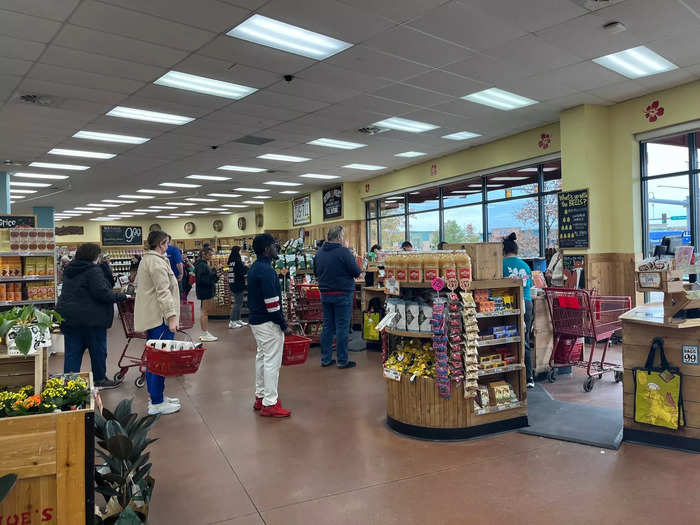 Checkout counters at the Wisconsin store featured short lines.