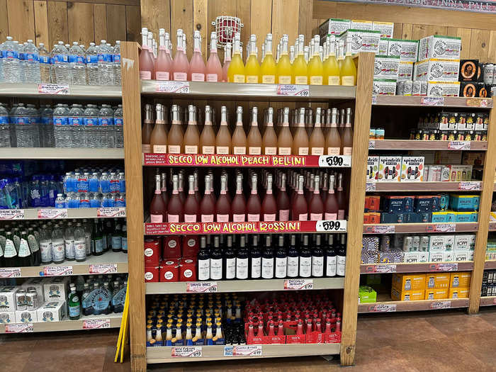 In New York, state laws dictate that only licensed liquor stores can sell certain alcoholic beverages, so the selection was much smaller.