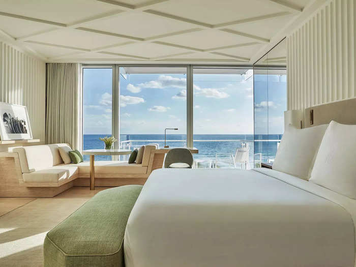 In my room, I was greeted by a jaw-dropping ocean view. I could press a button to pull back the drapes, which felt like the ultimate luxury.