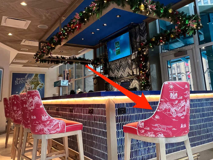 At the License to Chill bar, which takes its name from a Buffett album and song, the seats were upholstered with vintage maps of the Caribbean.