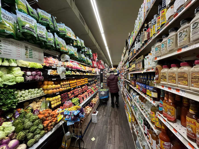 In my local Manhattan supermarkets, the produce aisle is often squished in alongside other grocery items.