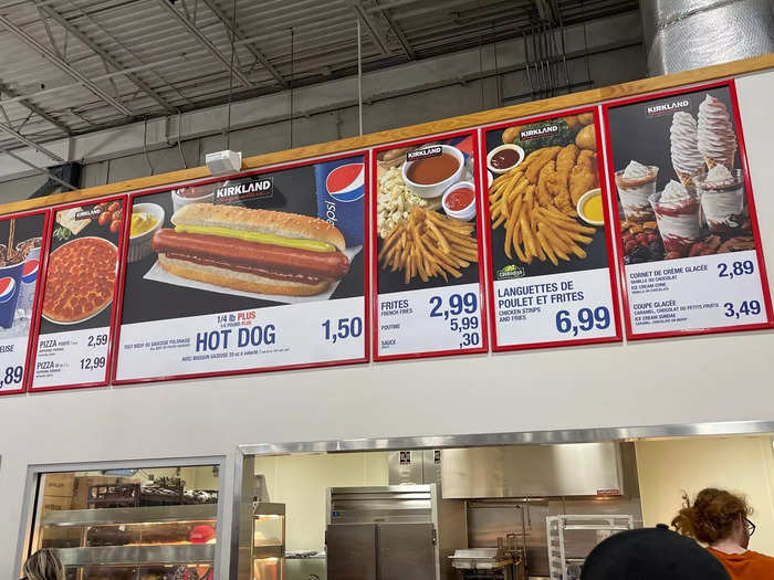 In the food court, the hot dog combo was still $1.50, but in Canadian dollars.