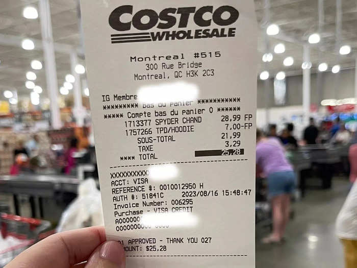 I bought a jacket because it was cold in the store, but I also wanted to see if my US Costco Visa card would work.