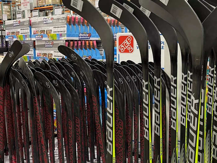 Even though it was still summer, there were hockey sticks for sale.