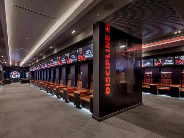 The high-tech locker room offers