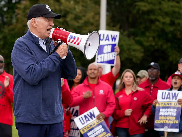 Biden makes history on the picket line