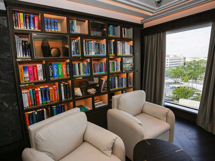 Travelers seeking a quieter reprieve can head to the stocked library or one of the three lounges.