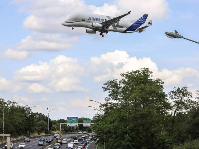 And the plane is hard to miss. Airbus leaned into the Beluga theme with the aircraft livery, giving the whale-shaped jet a smile and two big eyes.