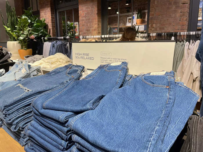 Denim was prominently featured in the middle of the store.