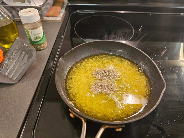 I finished the oil with thyme, oregano, and salt.