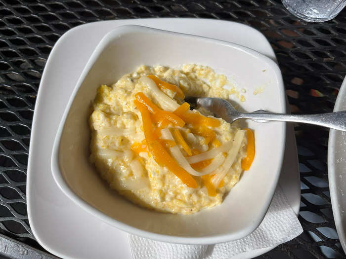 In the South, I discovered a new cheesy food: cheesy grits.