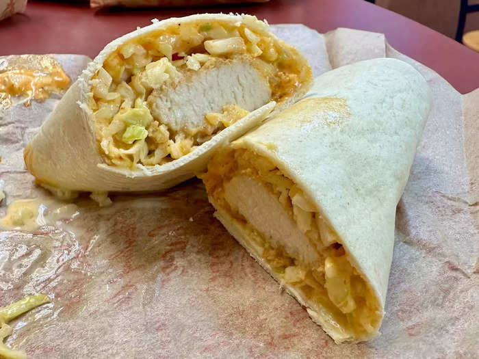 The Spicy Slaw Chicken Wrap should be renamed the Soggy Chicken Wrap.