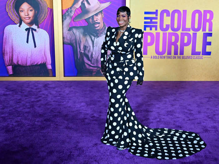 Barrino wore a custom-made Sergio Hudson gown in December.