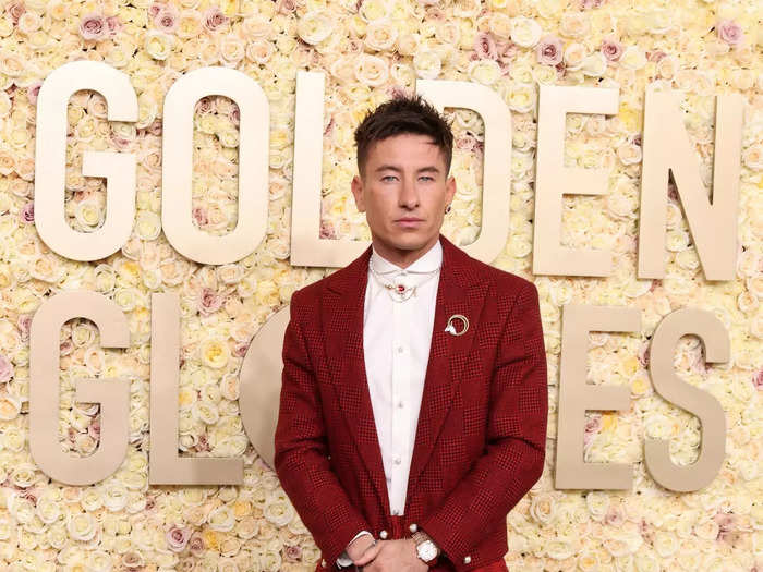 Barry Keoghan stood out from other stars on the carpet in a red getup.