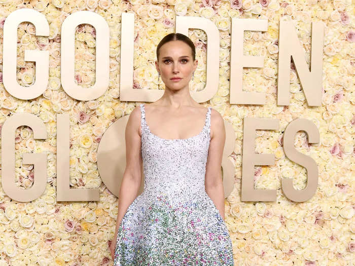 Sequins created a floral print on Natalie Portman