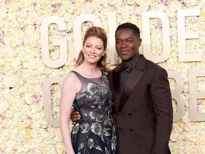 David Oyelowo and his wife Jessica wore complementary looks.