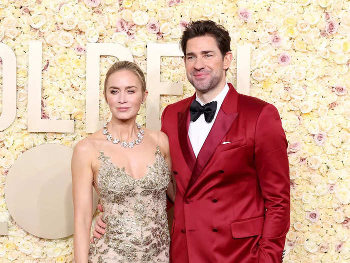 Emily Blunt and John Krasinski wore fun, opposite outfits on the red carpet.