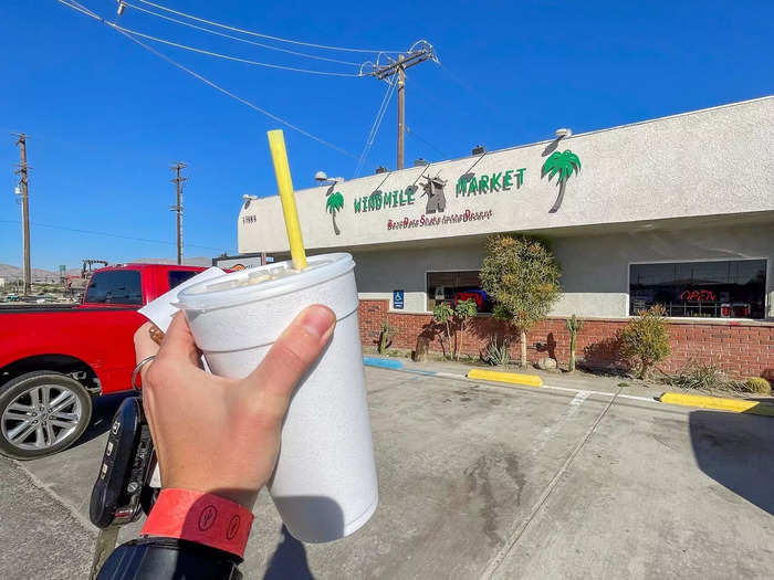 In Palm Springs, California, I picked up a date shake. 