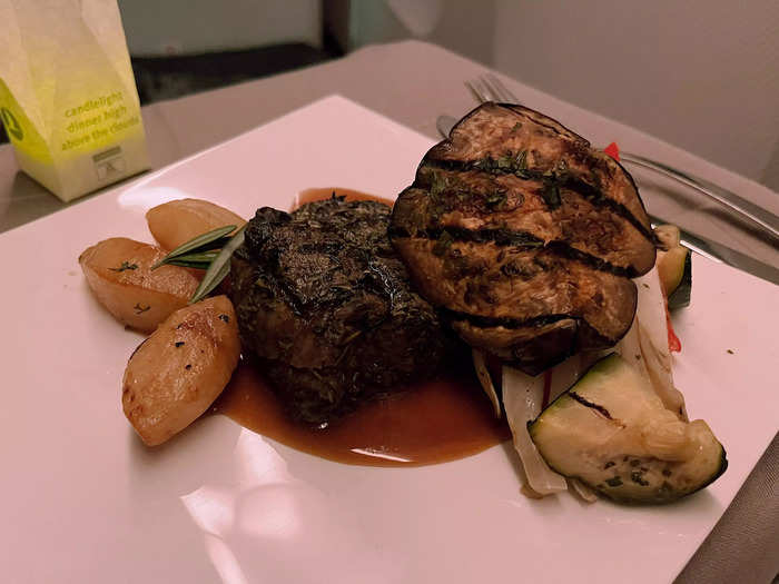 The filet of beef was perfectly cooked.