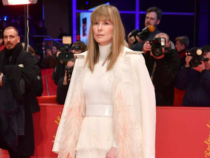 For her 2018 Berlin Film Festival debut, Pike opted for a groovy look in a fringed Givenchy ensemble. 