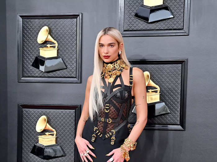 Lipa chose a vintage Versace dress for the Grammy Awards in April 2022.