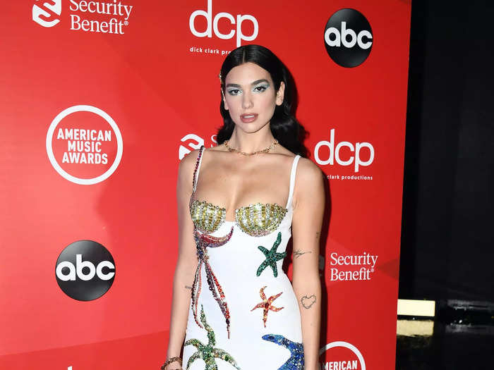 Lipa wore an ocean-inspired dress to the 2020 American Music Awards.