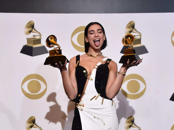 Lipa made a statement in a safety-pin dress at the 2019 Grammys.