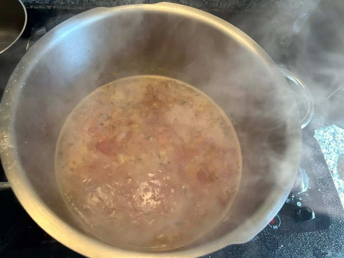 I brought the broth to a boil, then lowered the heat and allowed it to simmer uncovered for 30 minutes. 