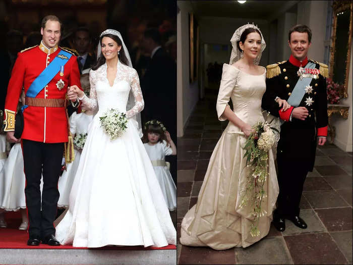 They both had traditional royal weddings and wore dresses made by designers from their respective countries. 