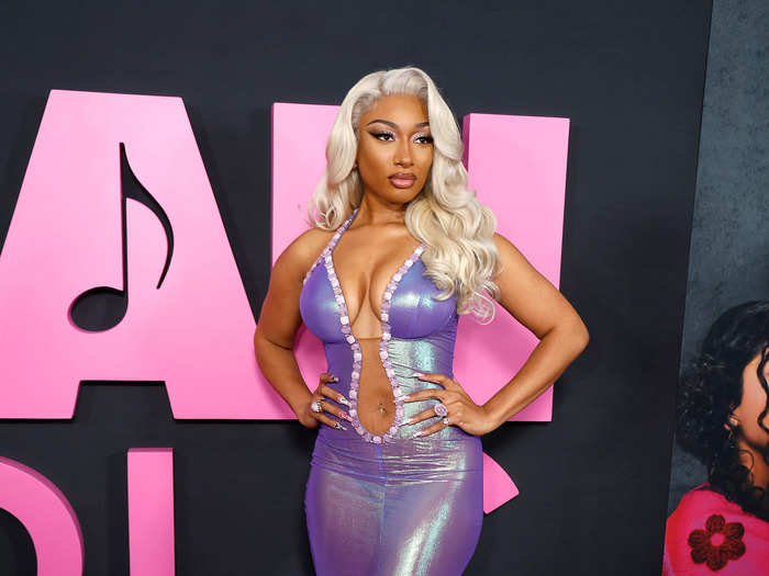 Rapper Megan Thee Stallion wore a slick purple dress to the event.