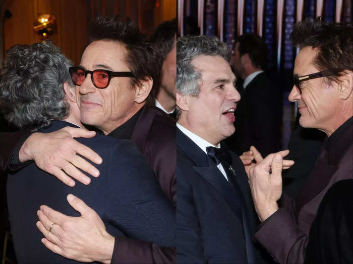 Marvel stars Robert Downey Jr. and Mark Ruffalo reunited at the Globes.