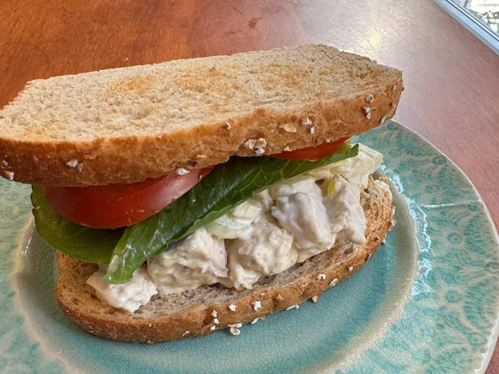 I make chilled chicken-salad sandwiches for lunch.