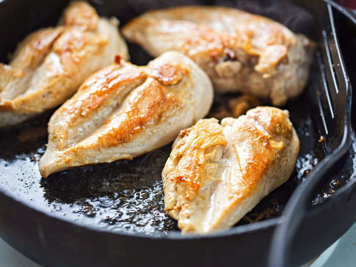 Opt for low-calorie, lean meats like chicken breasts.