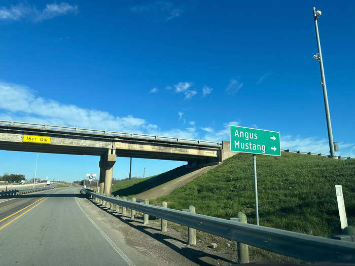 As I exited Interstate 45 and neared Mustang, I was excited to see a highway sign pointing toward the town. I must be close, I thought.