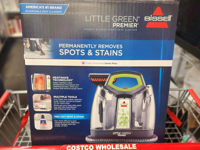 The Bissell Little Green deep cleaner removes tough stains in my home.