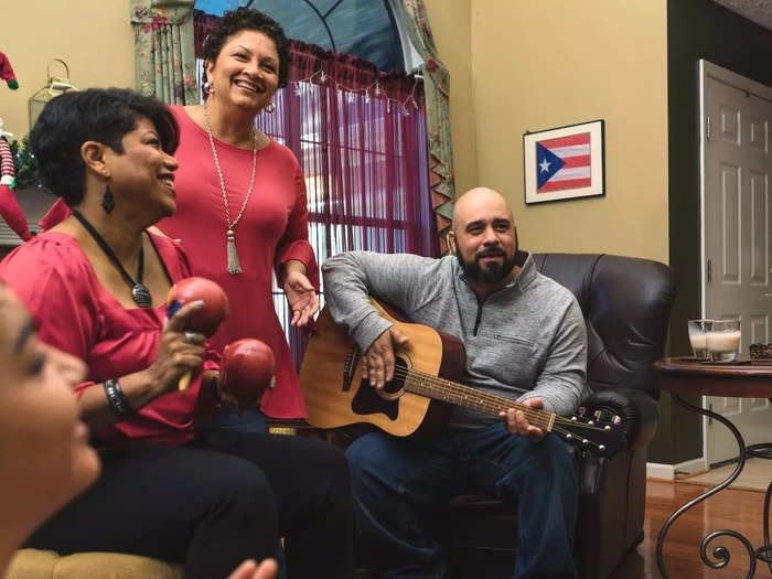 "Parranda" is a Puerto Rican holiday tradition involving turning up to someone