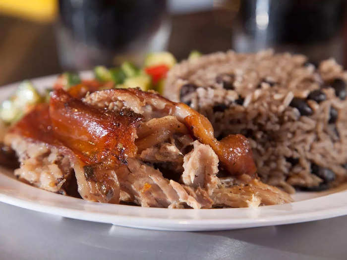 Lechon asado, or whole roast pork, is a popular dish during the festive season. 