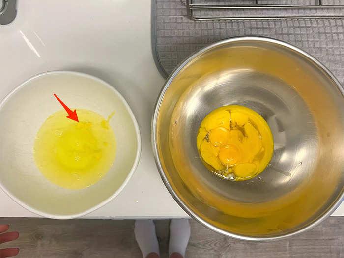 The first step involved separating the egg yolks from the whites. I messed up the first time around, which became a problem down the line. 