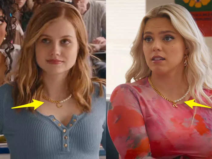 When Cady becomes similar to Regina, she wears an initial necklace that
