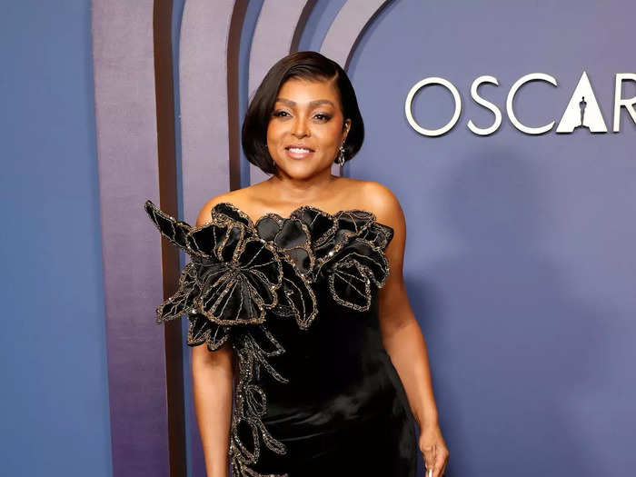 Taraji P. Henson took the floral trend to a new level in an embroidered evening gown. 