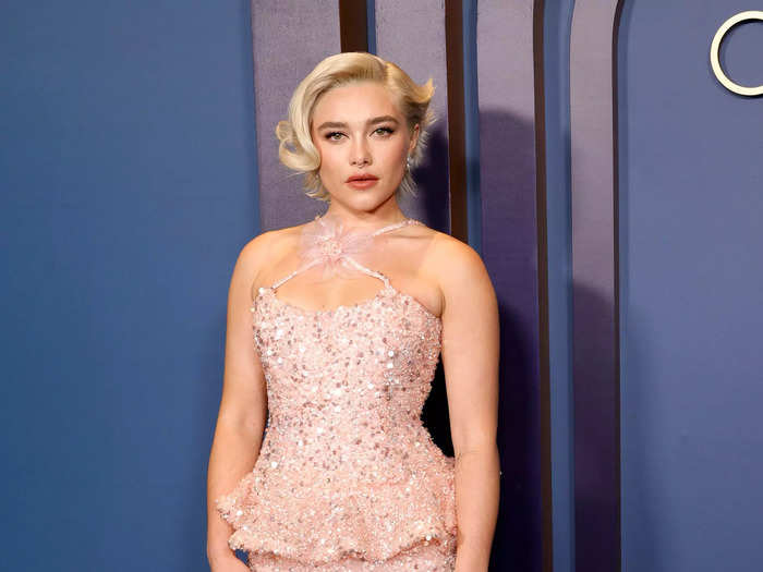 Florence Pugh switched it up at the Governors Awards in a shimmery peplum dress.