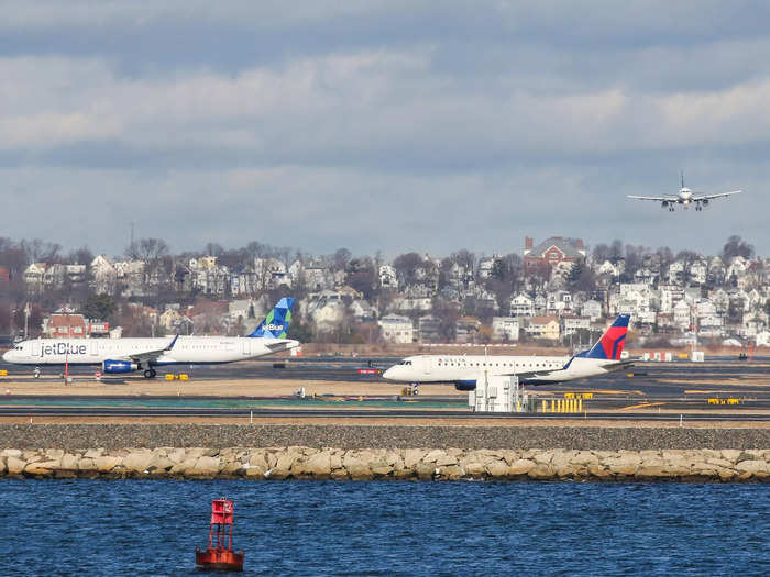 At number nine is Boston Logan International Airport to Syracuse Hancock International Airport. 