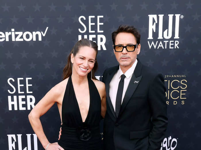 Susan Downey and Robert Downey Jr. wore matching black ensembles.