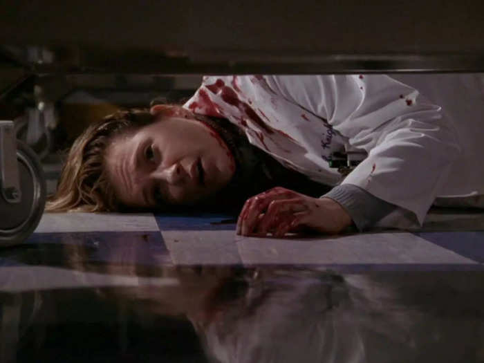 The sixth season of "ER" in 2000 employed a rare midseason cliffhanger when a patient attacked John Carter and Lucy Knight.