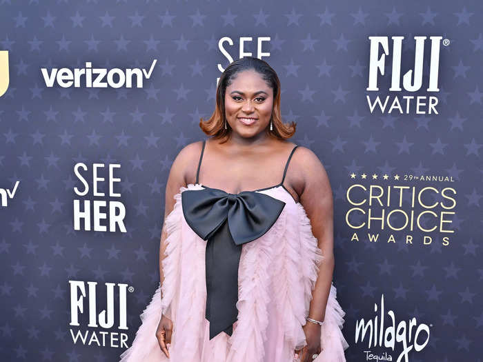 Danielle Brooks also wore a bow-front dress with layers upon layers of tulle ruffles.