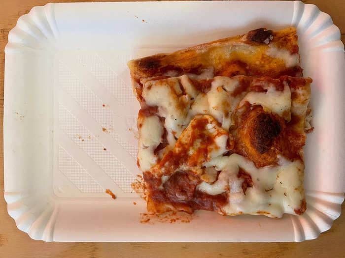 Pizza can come in square slices.