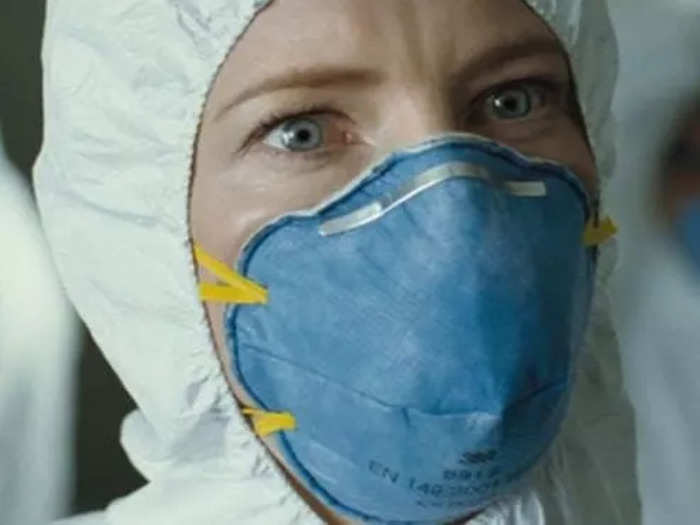 Cate Blanchett is virtually unrecognizable underneath a surgical mask in the 2007 comedy "Hot Fuzz."