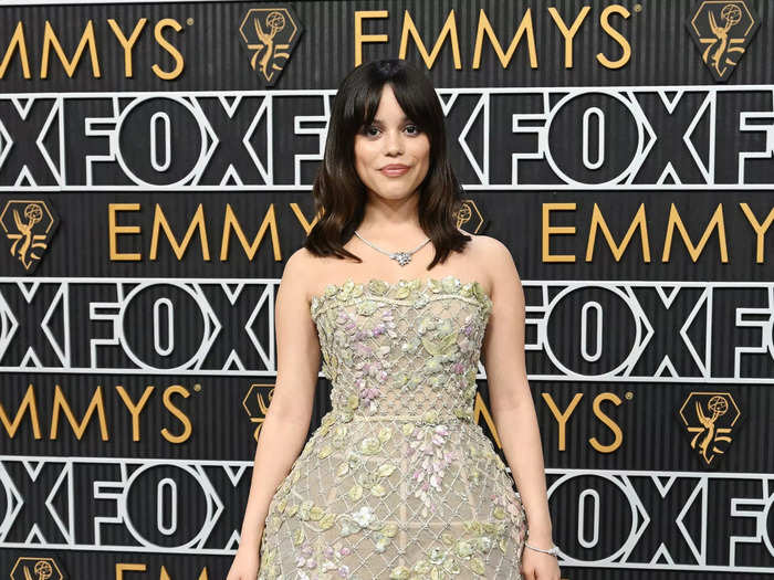In one of her most elegant looks to date, Ortega wore a floral embroidered gown by Dior to the 2024 Emmy Awards in January.